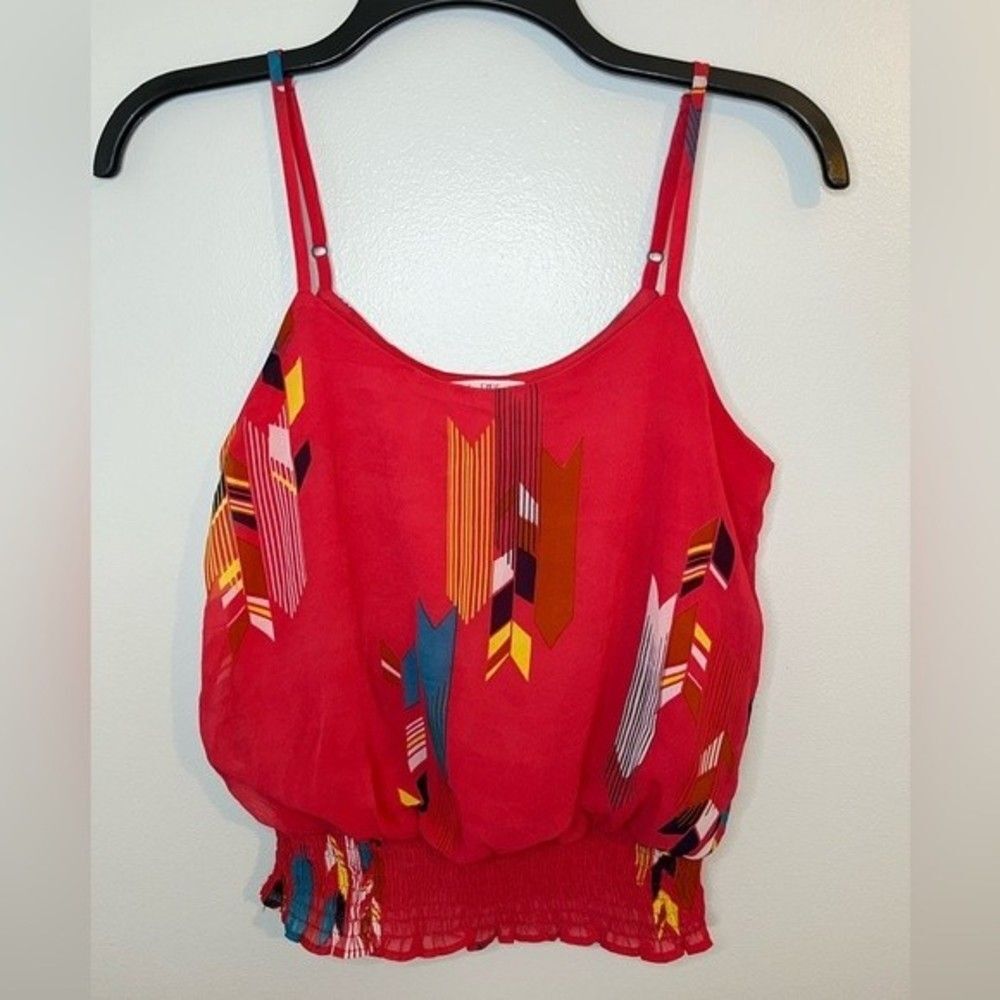Love Fire Red Sleeveless Cropped Peasant Top Size XS